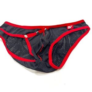 Men's Black and Red Mesh Briefs